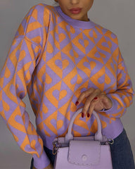 Geometric pattern knitted sweater