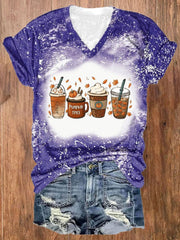 Halloween Pumpkin Spice Tie Dye Print T Shirt