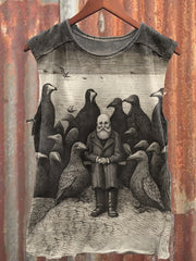 Vintage Mysterious and Macabre Print Vest