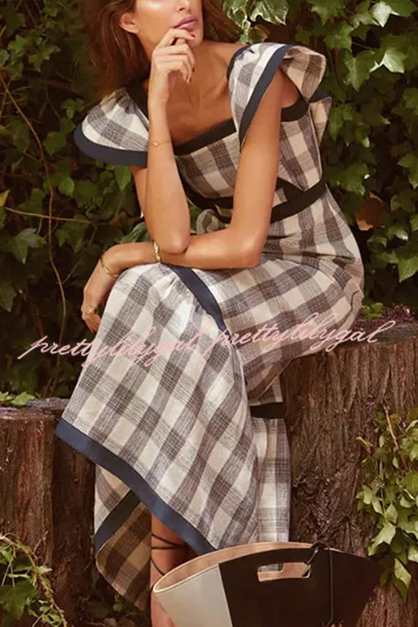 Contrast Paneled Sleeveless Square-neck Maxi Dress