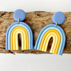 Rainbow colored polymer earrings