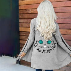 We Are All Mad Print Long-Sleeved Cardigan