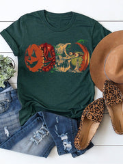 Halloween Ghost Print Casual Crew Neck T Shirt