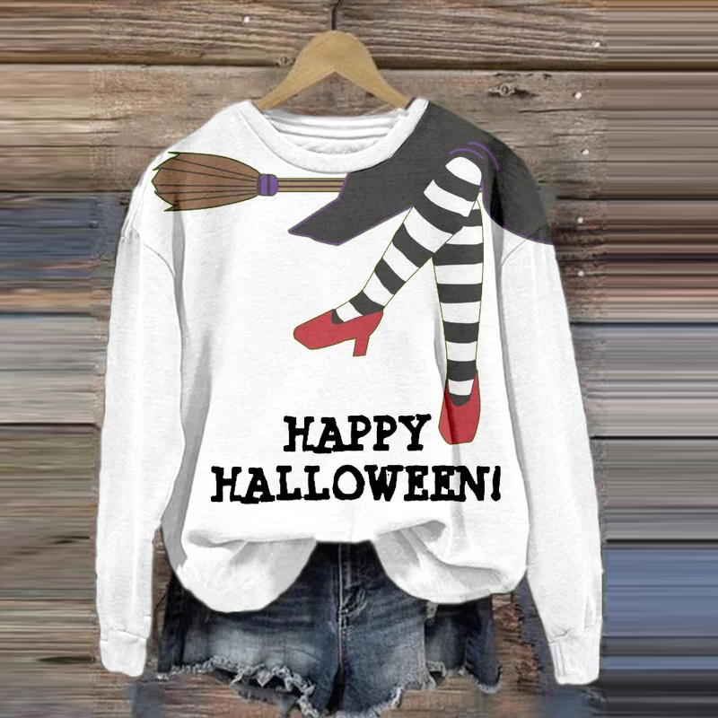 Classic Ruby Red Shoes Happy Halloween Printed Casual Sweatshirt