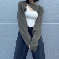 Sweater Women Cardigan Vest Two Pieces Set Irregular Top Women