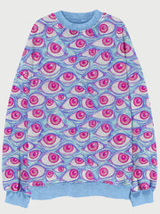 Wall of Eyes Halloween Art Vintage Washed Sweatshirt