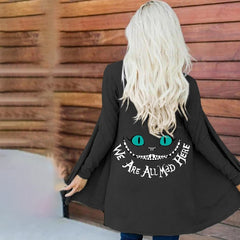 We Are All Mad Print Long-Sleeved Cardigan