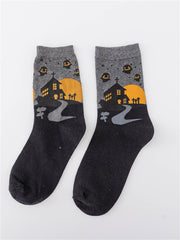 Halloween Inspired Contrast Color Knit Socks