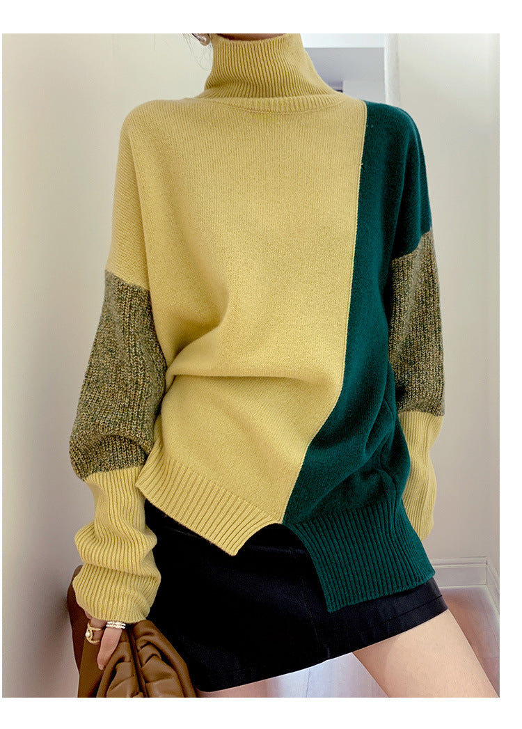 High Neck Contrast Sweater