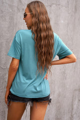 Women's Fashion Green WEST COAST Letters Graphic Oversize Tee