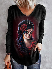 Casual Undead Queen Print T-Shirt