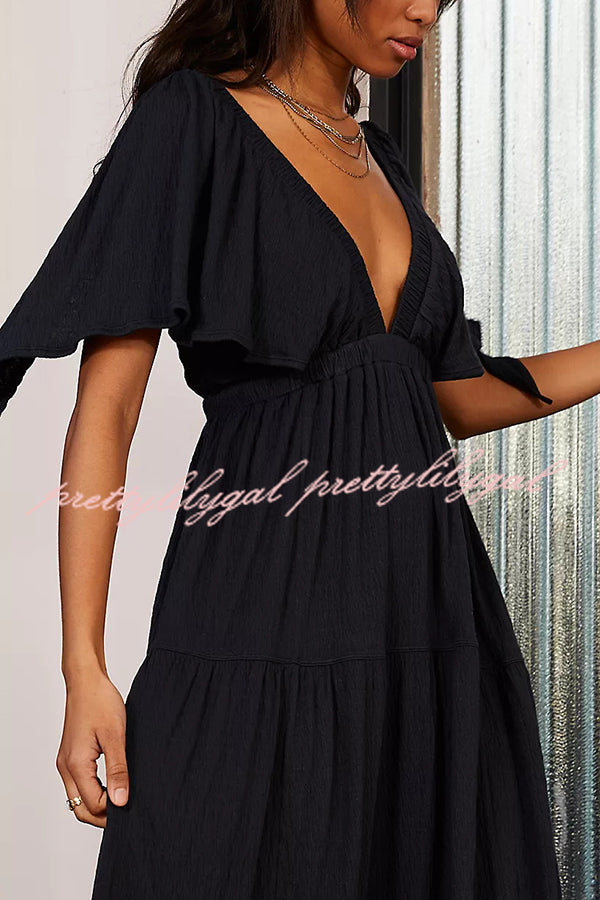 Sexy Backless V-neck Elastic Band Maxi Dress