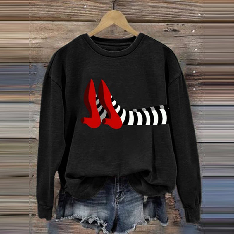 Women's Halloween Red Shoes Print Sweatshirt