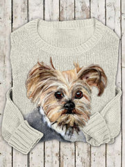 Women's Cute Scribbled Puppy Wool Felt Art Art Cozy Sweater