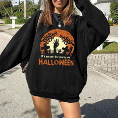 Halloween Print Casual Crewneck Sweatshirt