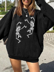 Halloween Skull Print Casual Long Sleeve Sweatshirt