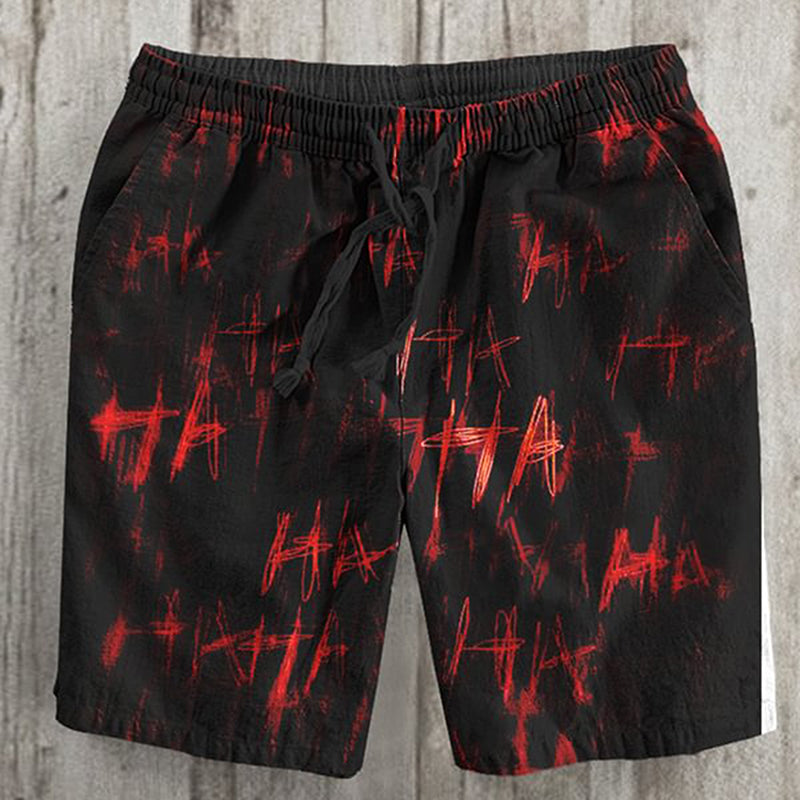 Men's Vintage Horrible HA Art Print Drawstring Shorts