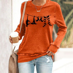 Halloween Printed Round Neck Casual Sweatshirt