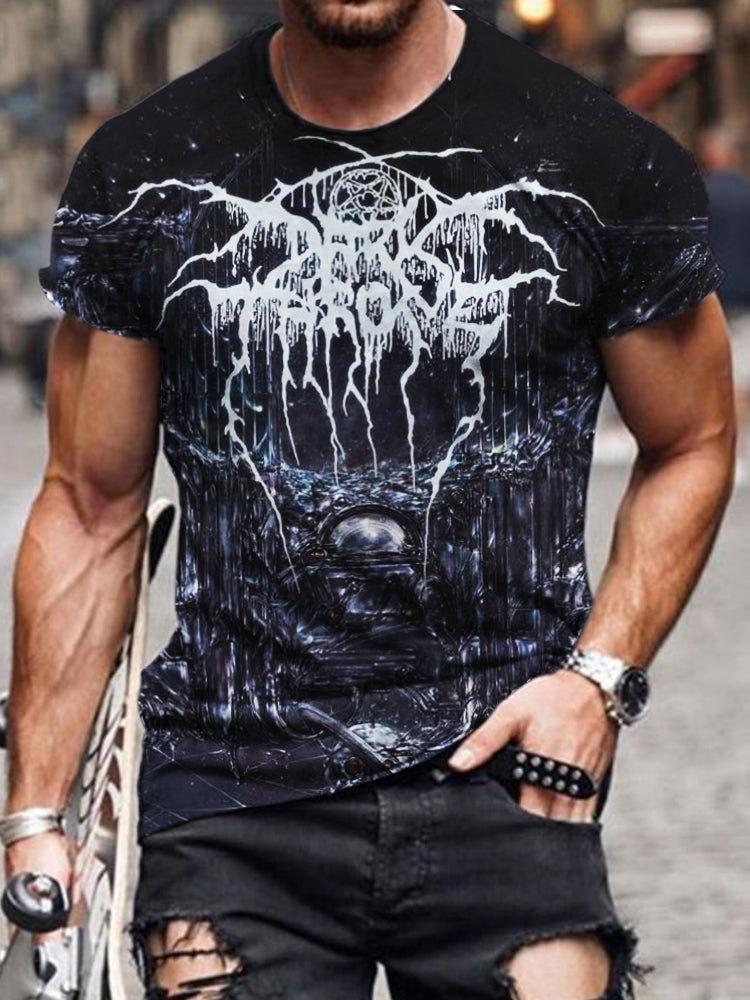 Dark Cosmic Black Metal Print Men's T-Shirt