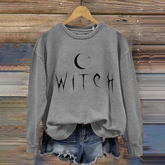 Witch Moon Star Print Casual Sweatshirt
