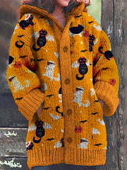 Halloween Black Cats Cardigan Sweater