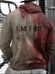 Bloody I AM FINE Printed Vintage Casual Hoodie Sweatshirt