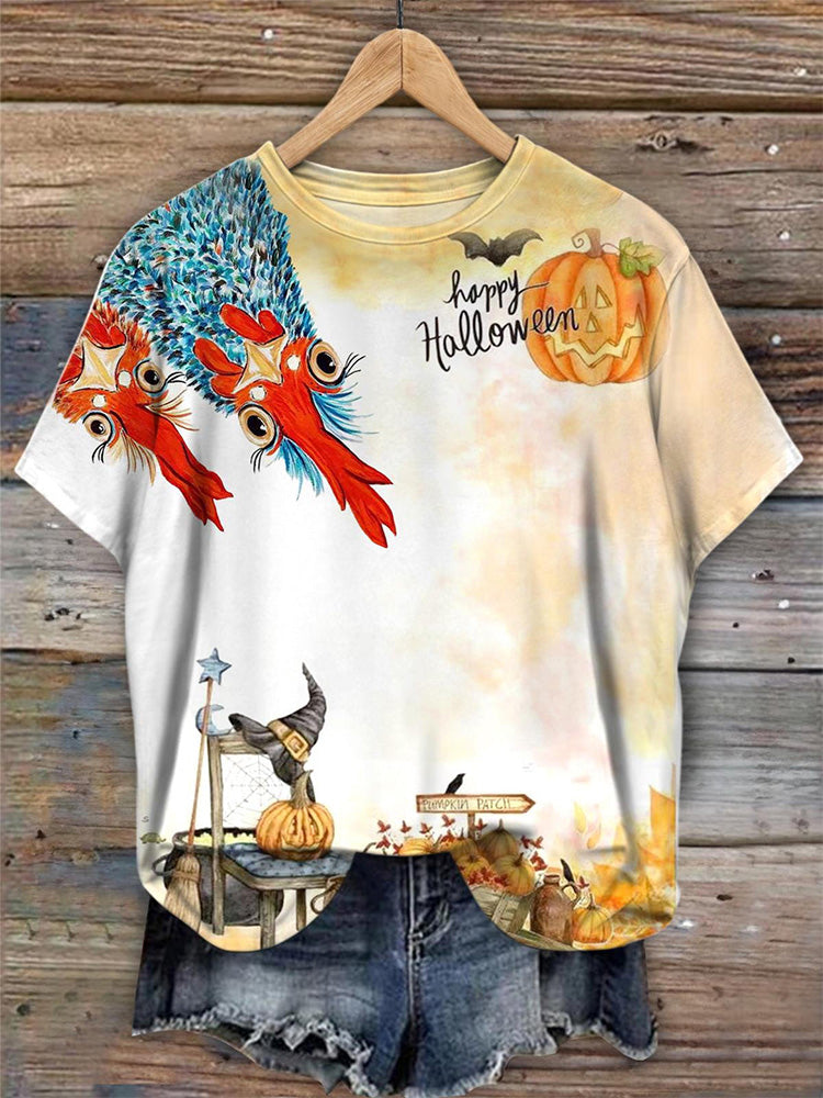 Funny Witch Chicken Fall Pumpkin T-Shirt