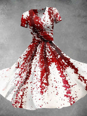 Women's Casual Halloween Blood Stained Printed Dress