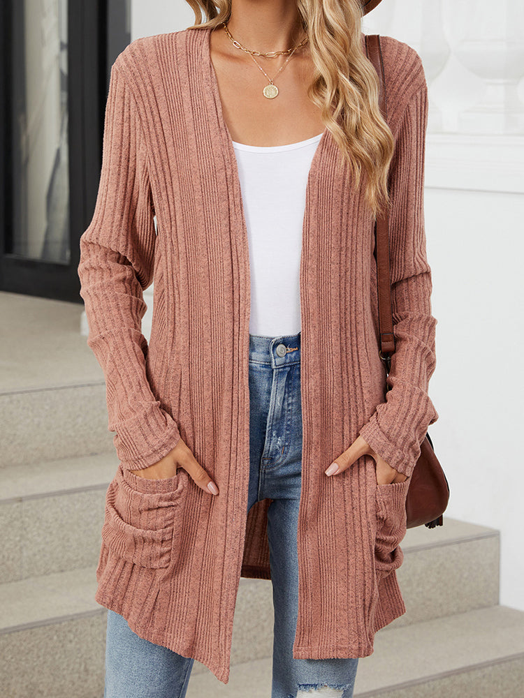 Simple Solid Color Casual Knit Cardigan
