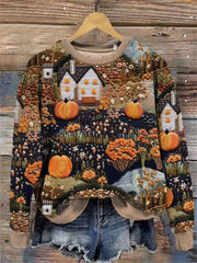 Women'S Halloween Pumpkins Pattern Sweatshirt