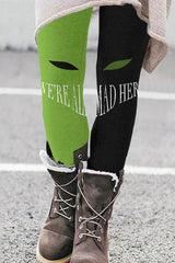 Green Monster Mad Here Print Leggings