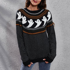 Vintage Halloween Ghost Polka Dot Sweater