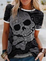 Ethnic Paisley Inspired Sugar Skull T Shirt