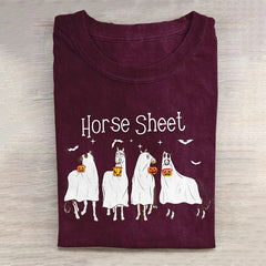 Horse Sheet Ghost Halloween Long Sleeve T-Shirt