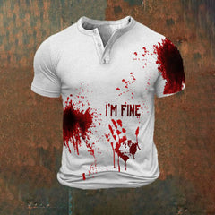 Men's Halloween I'm Fine Print Henley Shirt
