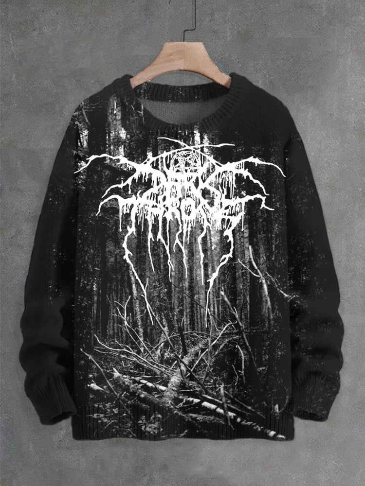 Black Metal Art Print Men's Casual Sweater