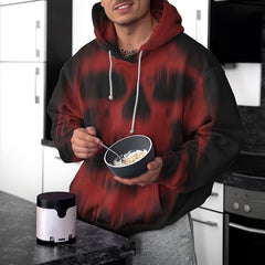 Halloween Black And Red Skull Print Hoodie