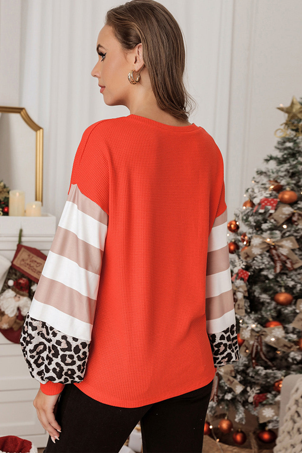 Women's Christmas Waffle Knit Top