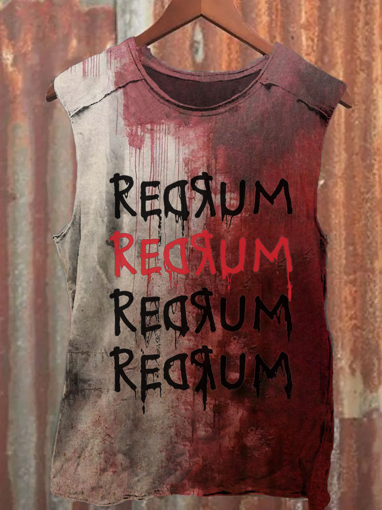 Unisex Casual Halloween Redrum Bloody Print Tank Top