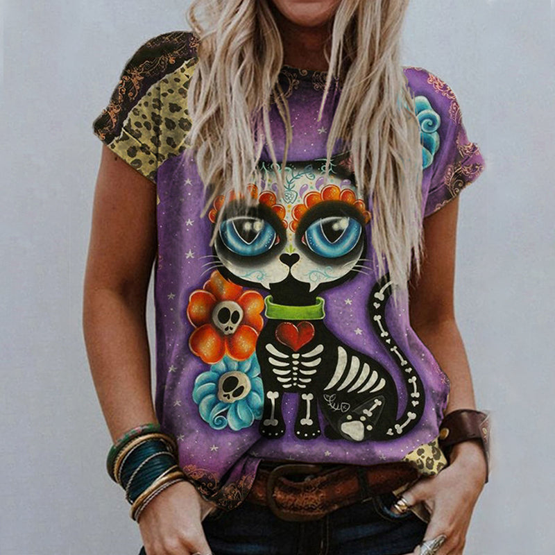 Day Of The Dead Inspired Cat T Shirt