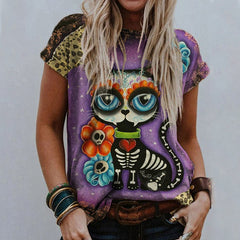 Day Of The Dead Inspired Cat T Shirt