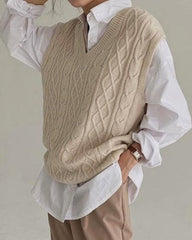 Casual V-Neck Vest Knitted Sweater
