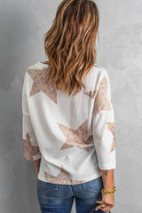 Women's Star Waffle Knit Long Sleeve Top
