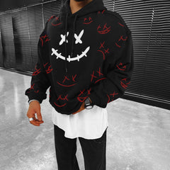 Halloween Casual Smiley Print Hoodie