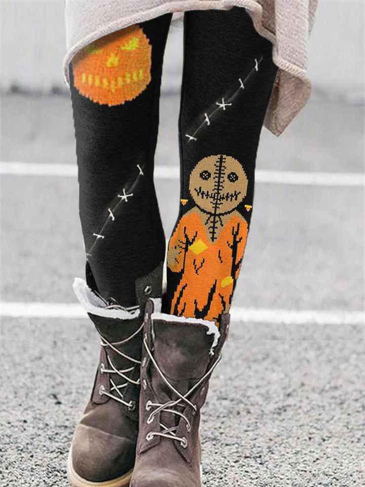 Halloween Cartoon Pumpkin Monster Casual Leggings
