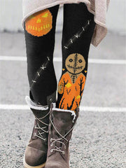 Halloween Cartoon Pumpkin Monster Casual Leggings