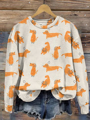 Vintage Cute Dachshund Art Casual Sweatshirt