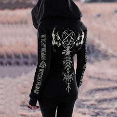 Women's Witch Tribal Ethnic Pattern Art Zipper Hoodie