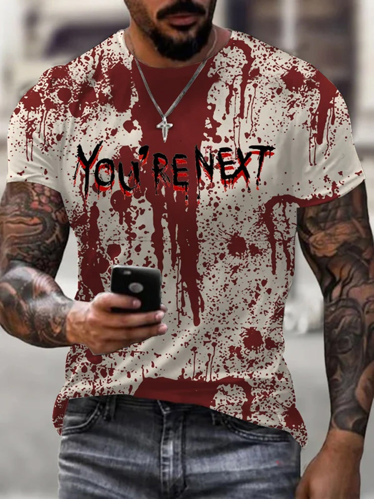 Men's With Halloween Blood Print Short Sleeve T-shirt