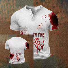 Men's Halloween I'm Fine Print Henley Shirt